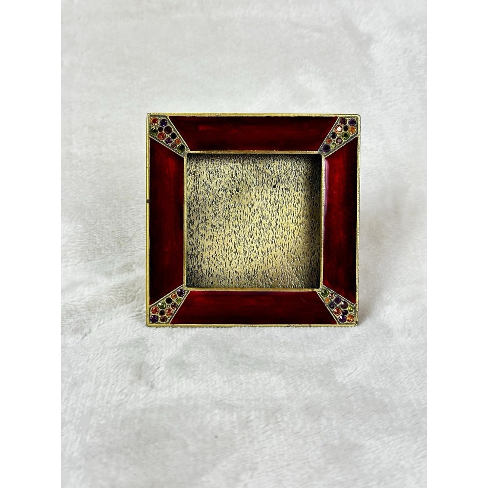 Jay Strongwater Leland Pave Swarovski Crystal Corner 2.75" Square Frame RUBY RED